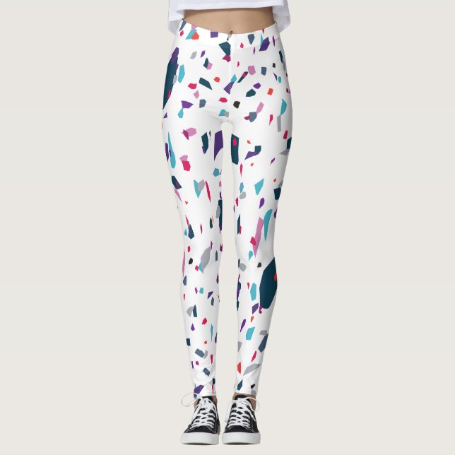 Färgglatt Terrazzo Elegant Sommar Leggings (Framsida)