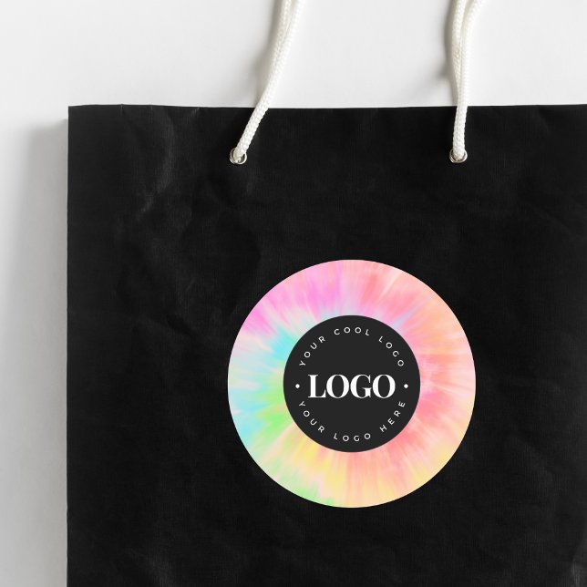 Färgglatt Tie Dye & Din Anpassade Logotyp Här Före Runt Klistermärke (Skapare uppladdad)