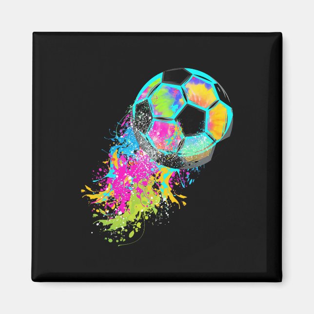 Färgglatt Tie Dye Fotboll Ll  Magnet (Framsidan)