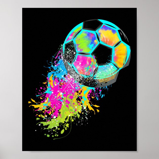 Färgglatt Tie Dye Fotboll Ll  Poster (Framsidan)