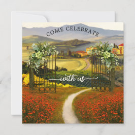 Färgglatt toskanskt landskapsbröllopsinbjudan inbjudningar