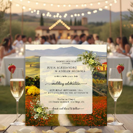 Färgglatt toskanskt landskapsbröllopsinbjudan inbjudningar