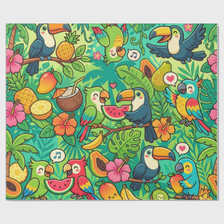 Färgglatt Toucan Djungel Inpackningspapper Presentpapper