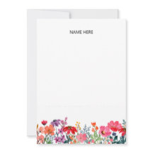 Färgglatt trädgårdsblommig personlig brevpapper