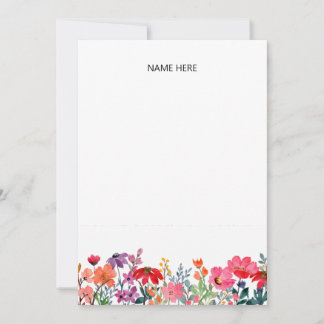 Färgglatt trädgårdsblommig personlig brevpapper anteckningskort