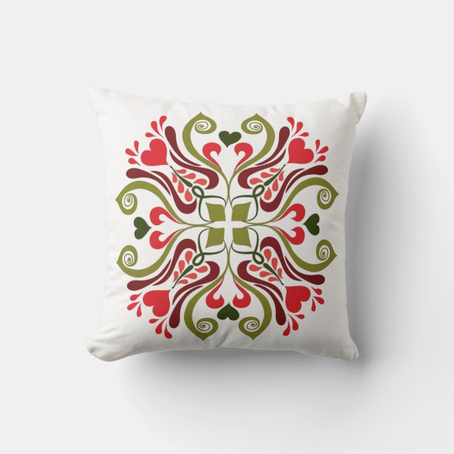 Färgglatt traditionellt ungerskt blomster motiv kudde (Framsida)