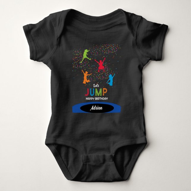 Färgglatt Trampolinpark Hoppa Barn Födelsedagsfest T Shirt (Framsida)