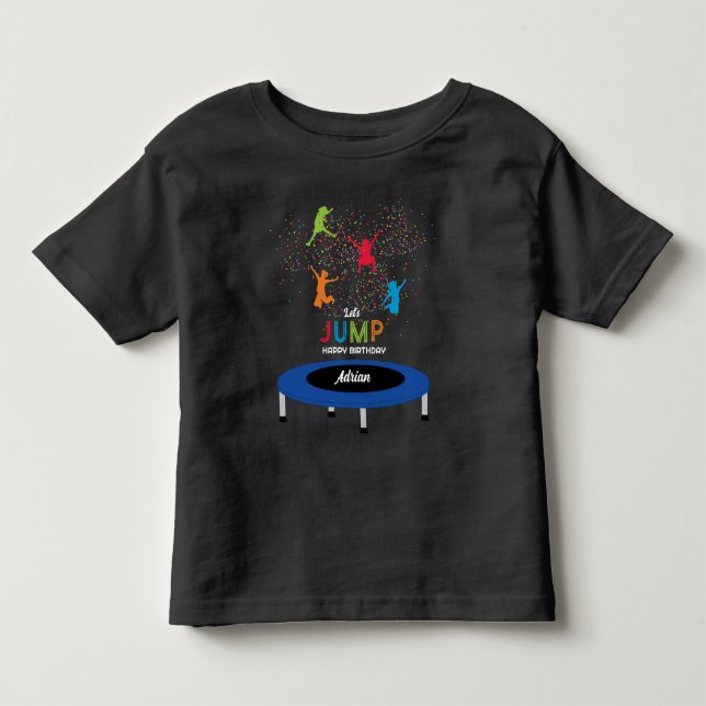 Färgglatt Trampolinpark Hoppa Barn Födelsedagsfest T Shirt (Framsida)