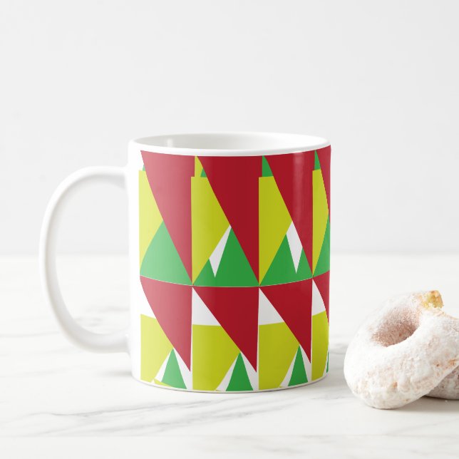 Färgglatt triangelmönster kaffemugg (Med munk)