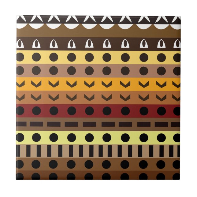Färgglatt Tribal Deco Art Mönster  Kakelplatta (Framsidan)