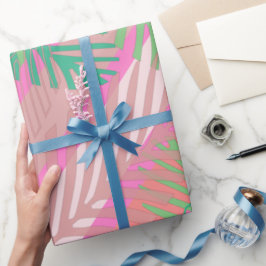 Färgglatt tropiskt palmbladsmönster presentpapper