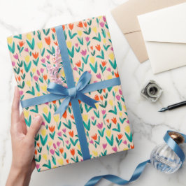 Färgglatt tulpanmönster Söt blommig present Presentpapper