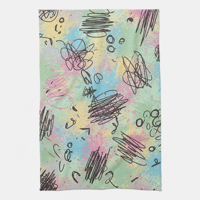 Färgglatt urbant graffiti-mönster (4) kökshandduk (Vertikal)