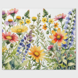 Färgglatt vackra vilda blommor akvarellmålning presentpapper
