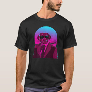Färgglatt Vaporwave Labrador Retriever Porträtt La T Shirt