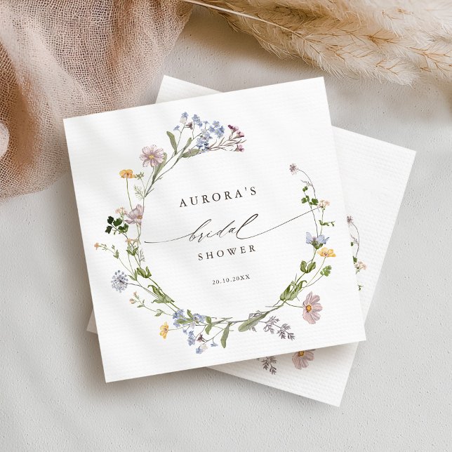 Färgglatt vår äng bröllopsdusch    pappersservett (Colorful Spring Wildflower Meadow Bridal shower Napkins)