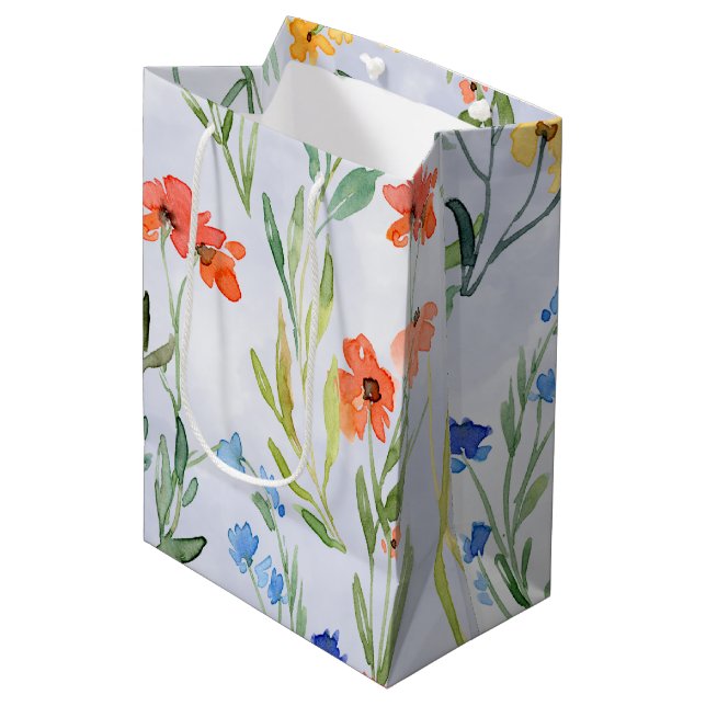 Färgglatt vår äng med vilda blommor  (Framsidan Vinklad)