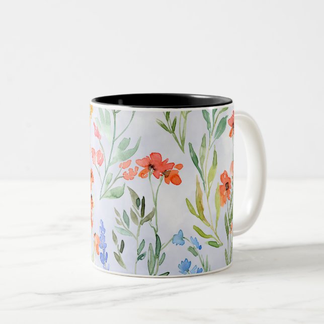 Färgglatt vår äng med vilda blommor  Två-Tonad mugg (Framsida höger)