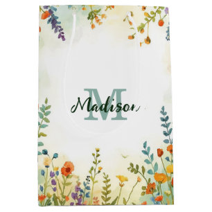 Färgglatt vårblomma vildblombukett monogram