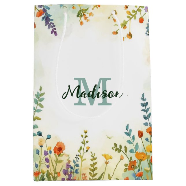 Färgglatt vårblomma vildblombukett monogram (Framsidan)