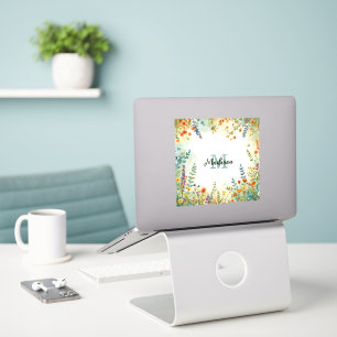 Färgglatt vårblomma vildblombukett monogram klistermärken