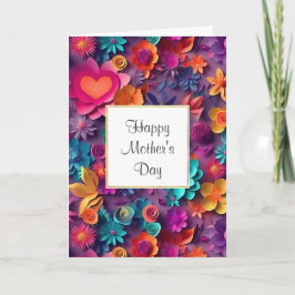 Färgglatt vårblommamönster Mors dag Kort