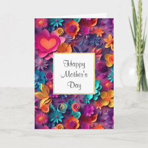 Färgglatt vårblommamönster Mors dag Kort