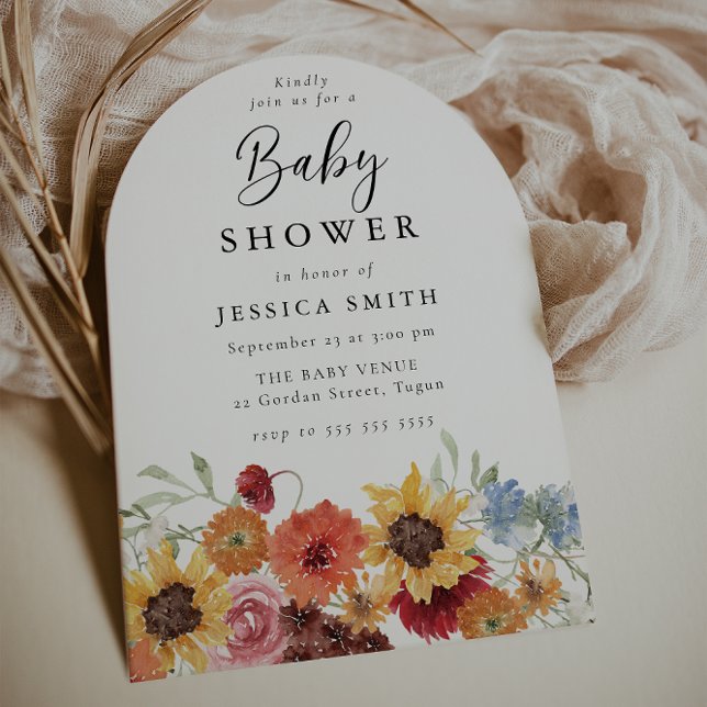 Färgglatt vårblommigt baby shower valv inbjudningar (Skapare uppladdad)