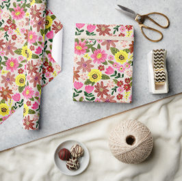 Färgglatt vårblommigt trädgårdsgivarpapper presentpapper
