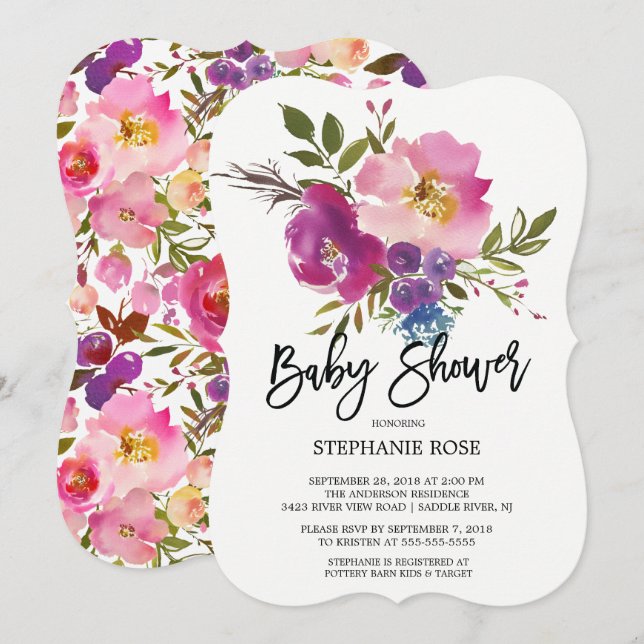 Färgglatt vårbukett-baby shower-inbjudan inbjudningar (Fram/baksida)