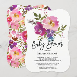Färgglatt vårbukett-baby shower-inbjudan inbjudningar