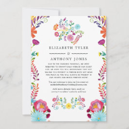 Färgglatt Vattenfärg Blommig Fiesta Bröllopsgäster Meddelande