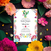 Färgglatt Vattenfärg Blommig Fiesta Par Bröllopsdu