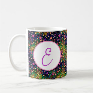Färgglatt vattenfärg blommor mönster monogram kaffemugg
