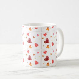 Färgglatt Vattenfärg Hjärtan Kaffe Kopp