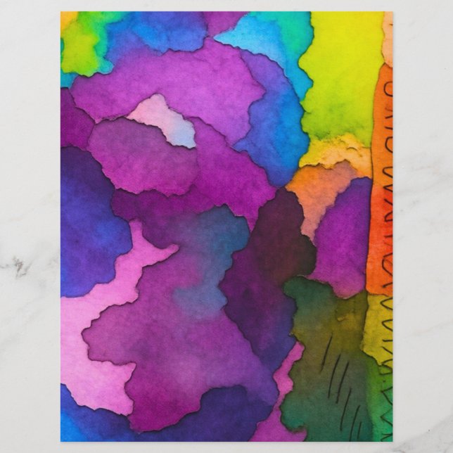 färgglatt vattenfärg stil hantverkspapper 8.5x11" (Framsida)