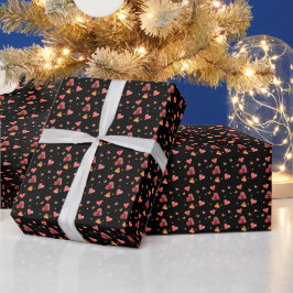 Färgglatt vattenfärgshjärtor presentpapper