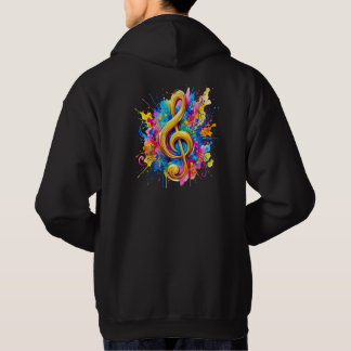 Färgglatt Vattenfärgstrypt Diskantnyckel Hoodie -