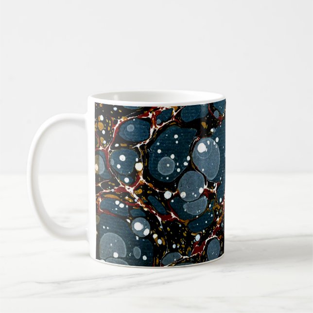 Färgglatt viktorianskt marmorerat pappersomslag kaffemugg (Vänster)