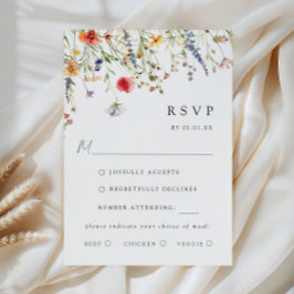 Färgglatt Vildblomma Bröllops Måltidsval RSVP-kort OSA Kort