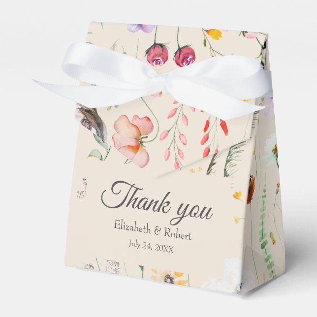 Färgglatt vildblommeäng bröllopspresentlåda presentaskar (Framsidan Sidan)