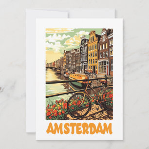 Färgglatt Vintage Amsterdam Holland Kanal Stad Kort