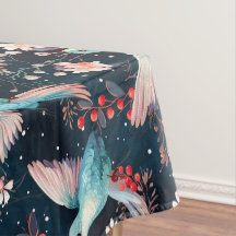 Färgglatt Vinter Kolibri & Blommor Mönster