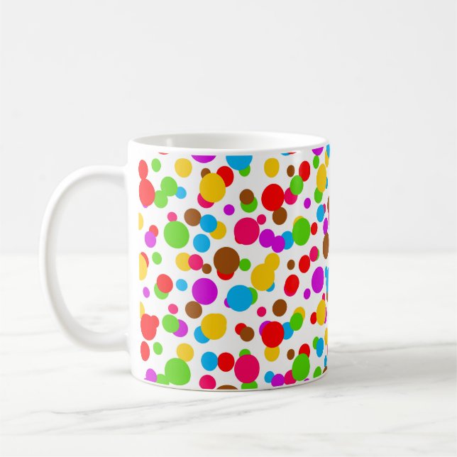Färgglatt vit bakgrund prickar kaffemugg (Vänster)