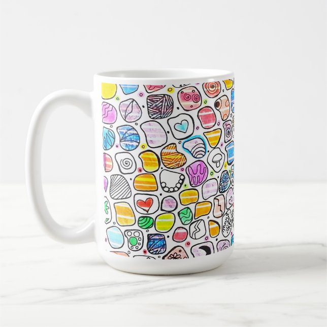Färgglatt Whimsical Mönster Födelsedag & Högtid Kaffemugg (Vänster)