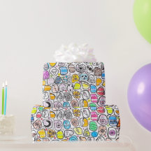 Färgglatt Whimsical Mönster Födelsedag & Högtid