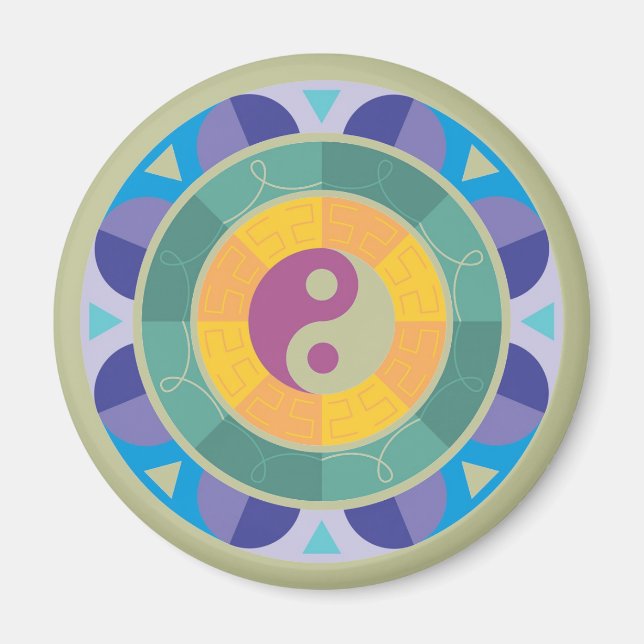 Färgglatt Yin Yang-mönster Magnet (Framsidan)