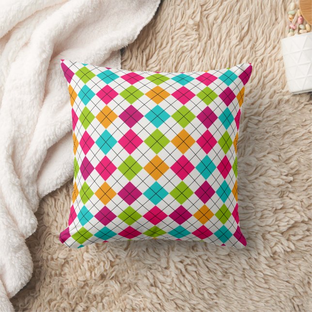 Färgglättad argyle Mönster Jumbo Pillow Kudde (Filt)