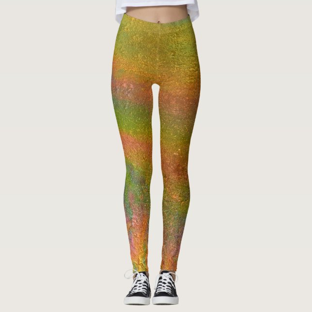 Färgglidande iriserande regnbågsoljeslick leggings (Framsida)