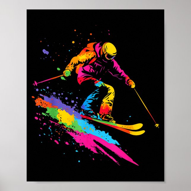Färgglidande skidåkning skida  poster (Framsidan)